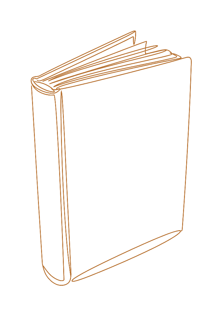 Line drawing of a hardcover book